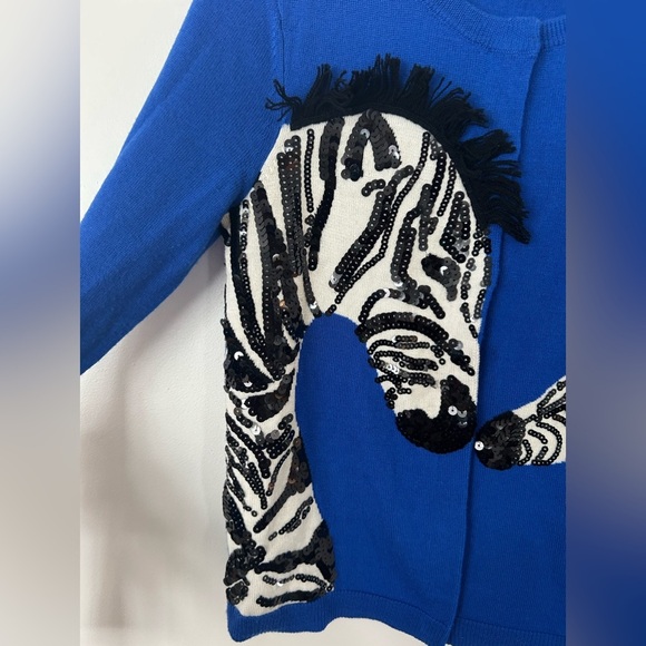 alice and olivia zebra sweater xsmall blue - Picture 3 of 8